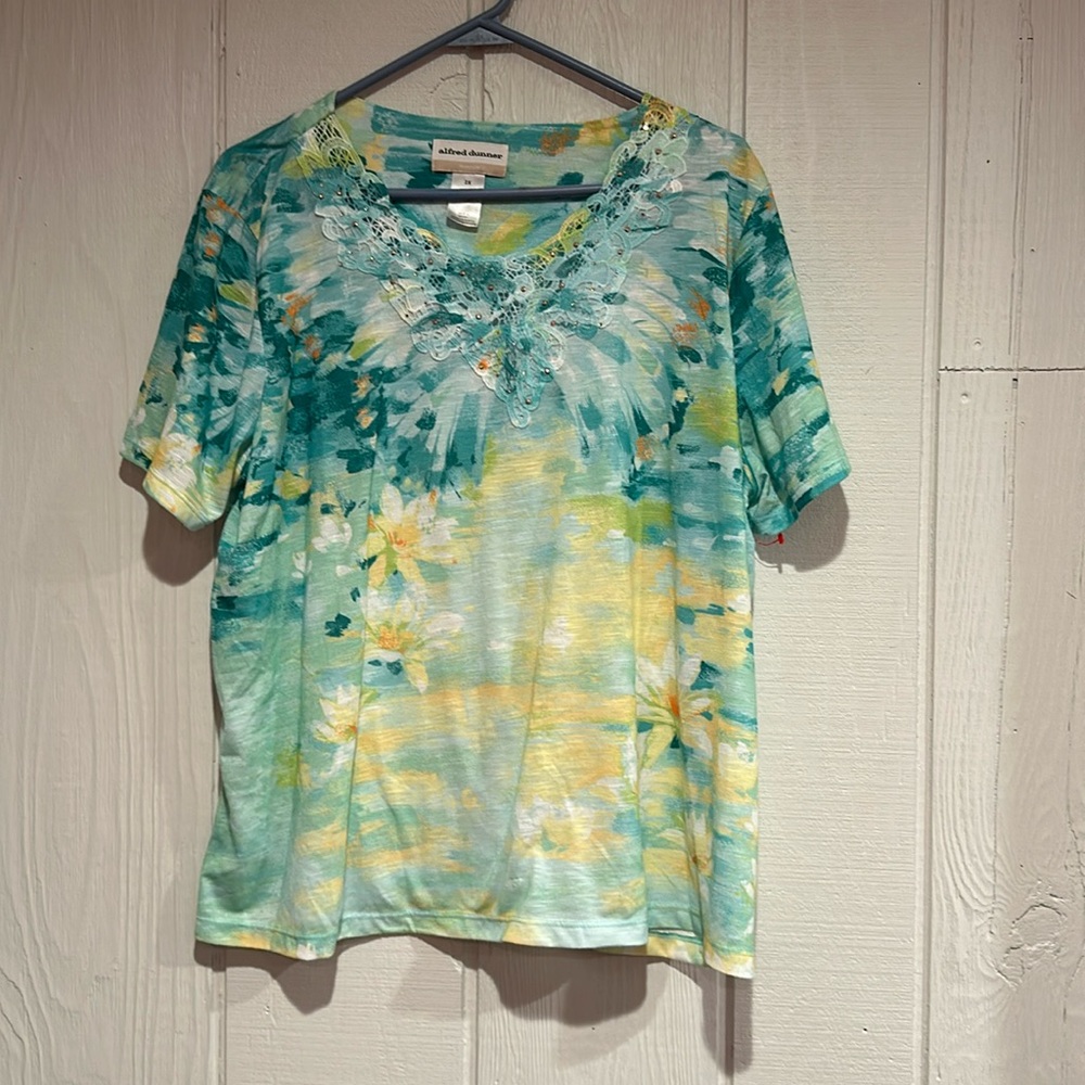 Alfred Dunner Green & Yellow Blouse